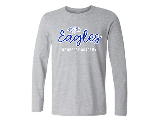 Cursive Eagles Gray Long Sleeve Tee