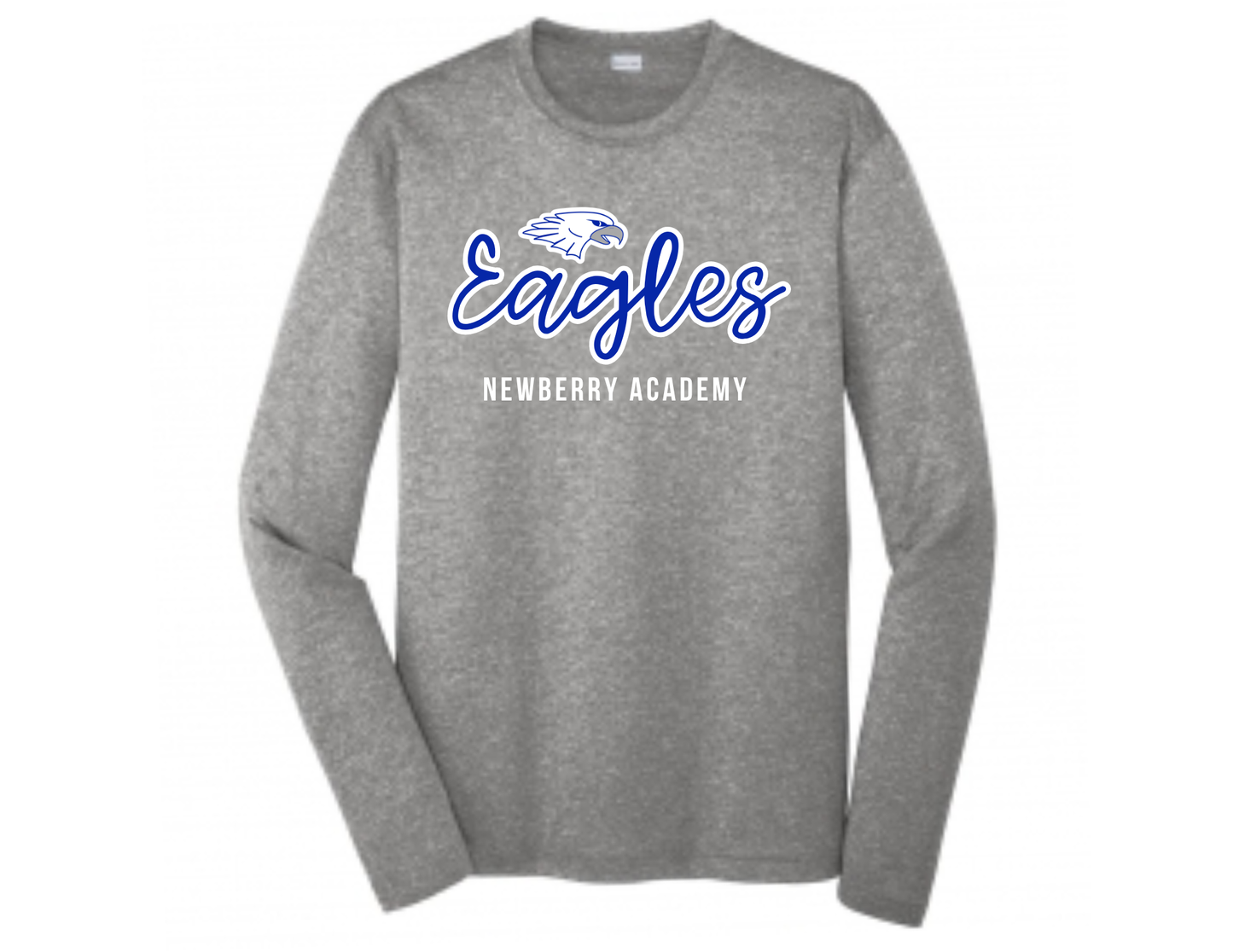 Cursive Eagles Gray Dri Fit Long Sleeve Tee