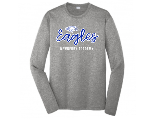 Cursive Eagles Gray Dri Fit Long Sleeve Tee